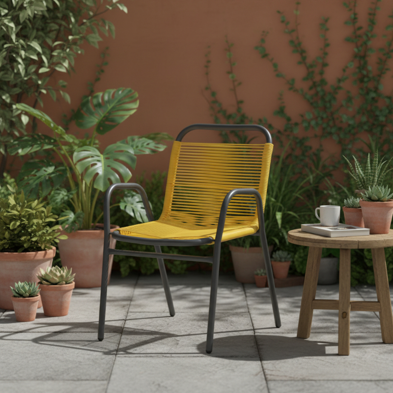 Mia metal chair - yellow, , medium-null
