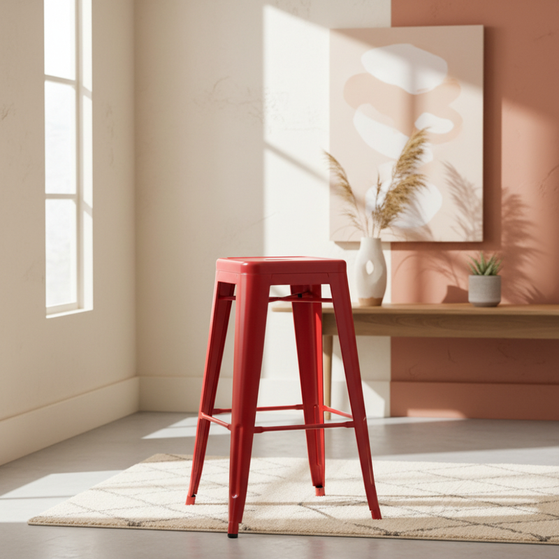 Jones steel stool - red, , medium-null