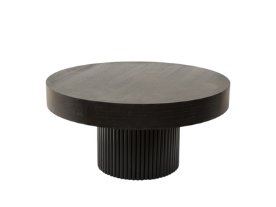 Wooden round coffee table black brown, , medium