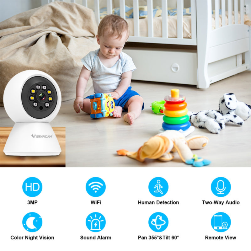 Vstarcam indoor 3mp HD pan & tilt cut dome night vision, , medium image number null