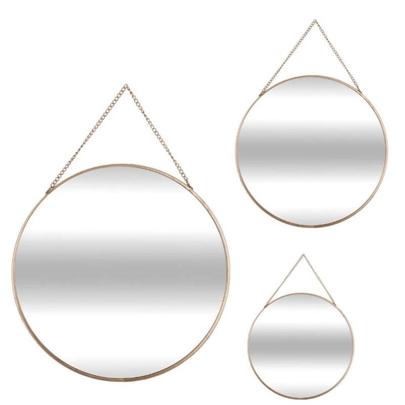 Mirror round 3pcs gold-null