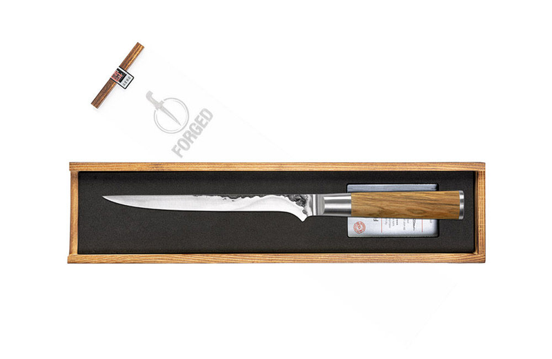 Forged olive wood fish fillet knife 440c japanese steel 18 cm, , medium image number null