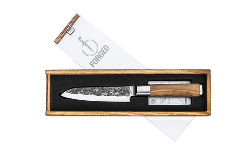 Product image: Forged olive wood santoku knife 440c japanese steel 14cm, , medium-null