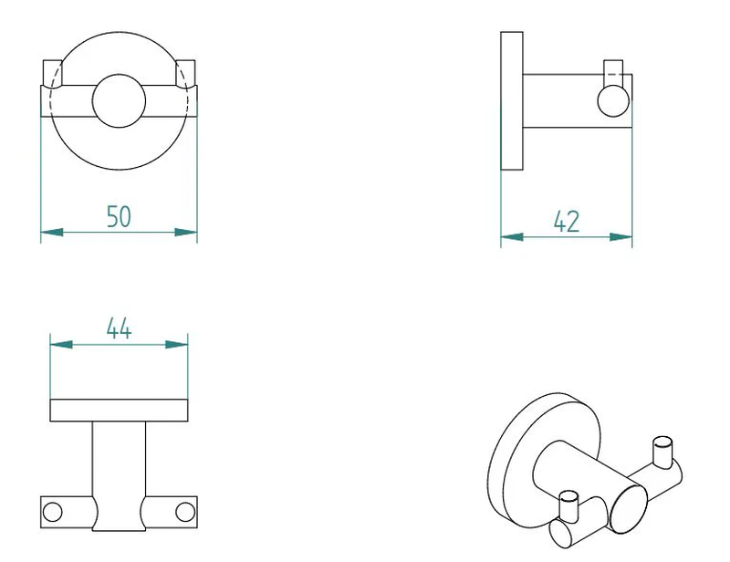 Sigma black matte double robe hook, , medium-null