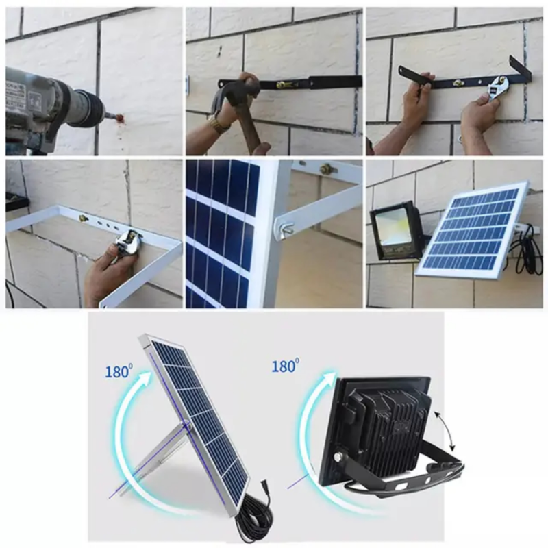 Αδιάβροχος ηλιακός προβολέας jortan 10w led με πάνελ και τηλεχειριστήριο jortan jt-bj10w, , medium image number null