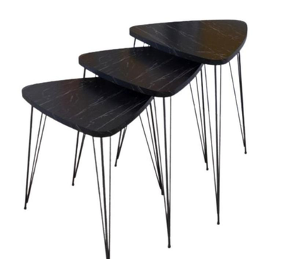 Faraji side table 3pcs - black marble, , medium
