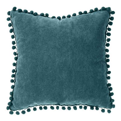 Atmosphera cushion with pompom 40x40cm blue, , medium