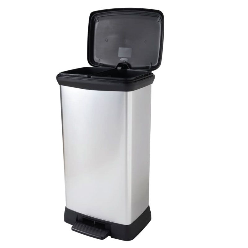 Product image: Curver pedal bin rectangular 50l - black/silver, , medium-null