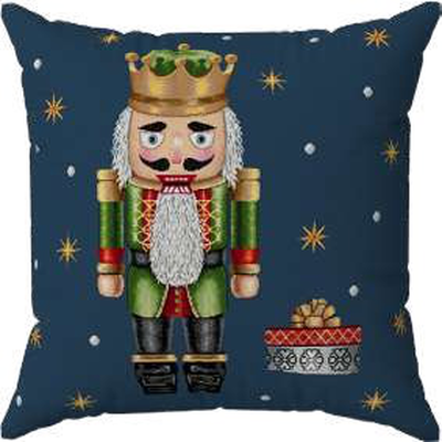 Decorative nutcracker throw pillow, Blue, medium