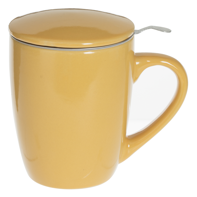 Mug with filter and lid 32cl yellow, , medium-null