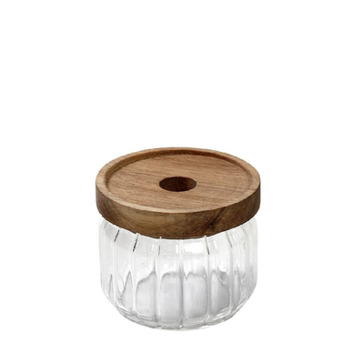Espiel borosilicate glass jar with acacia wooden lid 350cc 9x7cm tul101, , medium