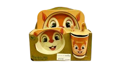Bamboo fiber kids dinner set fox, , medium