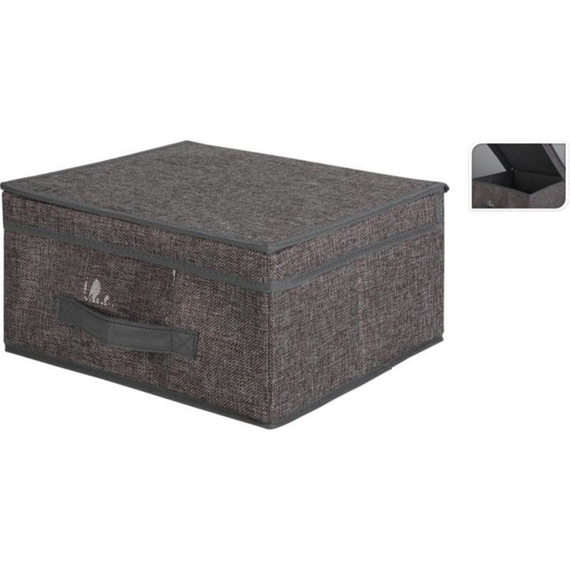 Storage box with flip lid 31x28x16cm - light grey, , medium-null