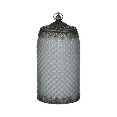 Latern ant.white/silver diameter 10cm x height 20cm