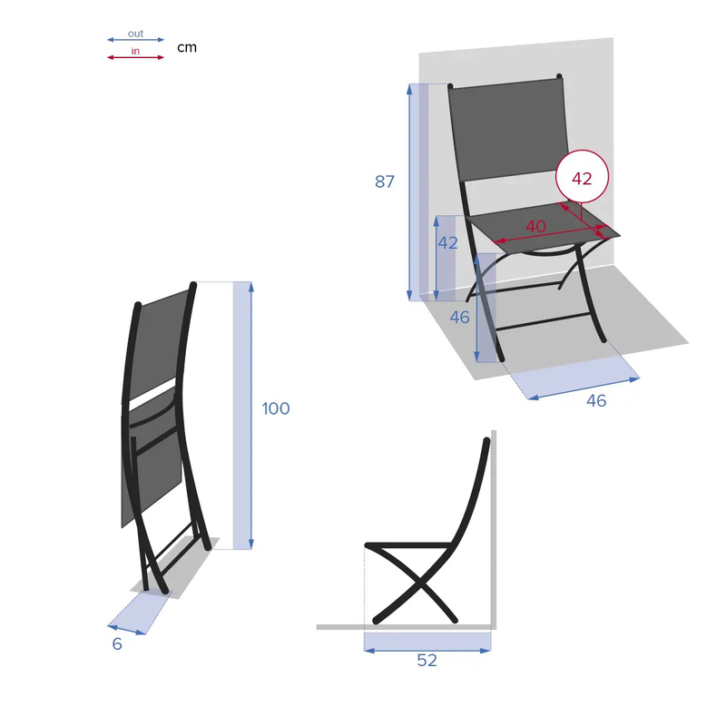 Hesperide modula foldable chair - pebble/graph, , medium image number null