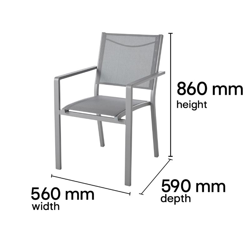Product image: Goodhome moorea καρεκλα απο αλουμινιο - γκρι, , medium-null