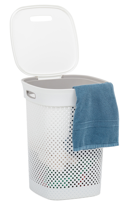 Dea laundry hamper woolly 50l - white/grey, , medium-null
