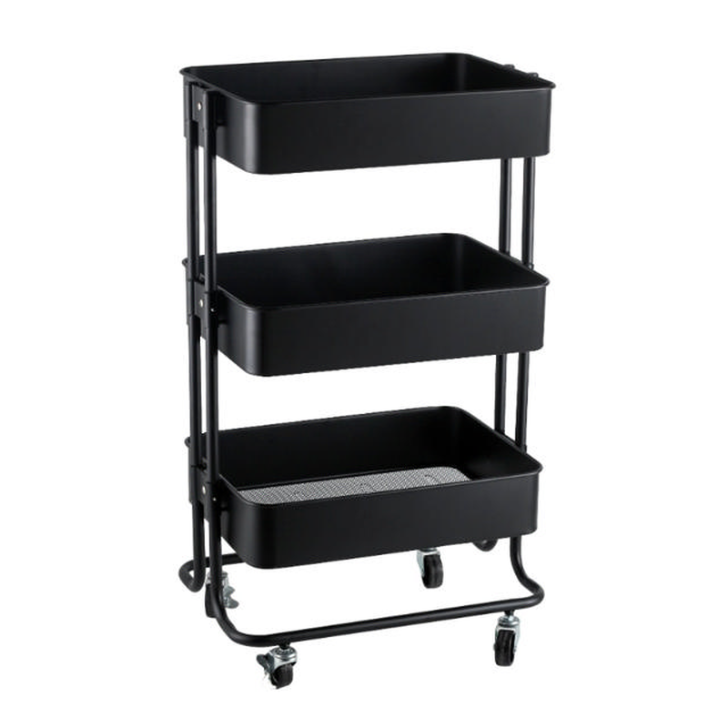 Storage trolley with 3 tiers w44.5xh78.5xl30cm - black, , medium-null