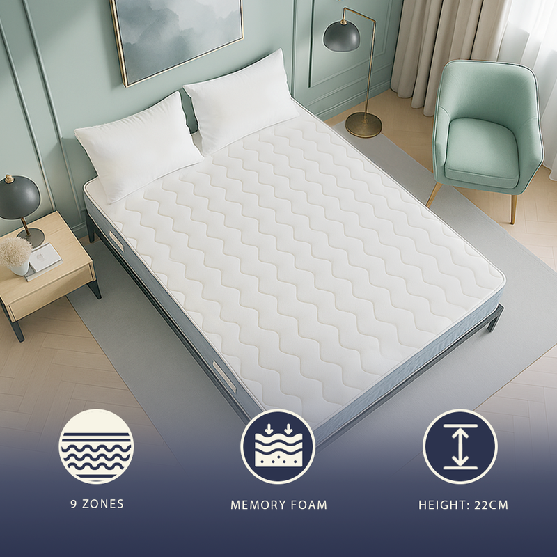 Orthopedic mattress single 90 x 200 cm in waterfoam and memory foam | height 22 cm | medical device class 1 | hypoallergenic and anti-mite | made in italy-null
