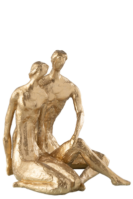 Resin couple sitting resin gold, , medium