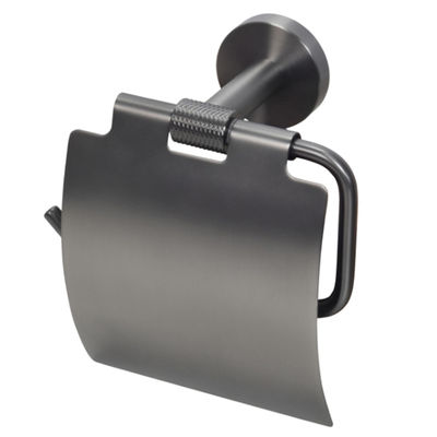 Bisk scala toilet roll paper holder with lid s/s gray  14x15.3cm, , medium