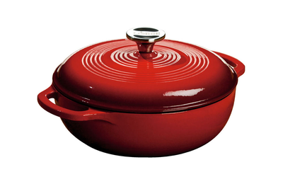 Lodge 2.8 lt red enameled cast iron dutch oven with loop handles, , medium