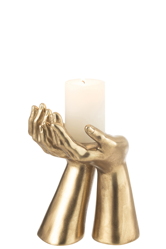 Candle holder palms gold, , medium-null