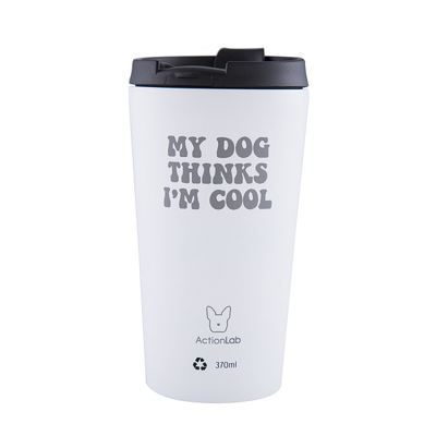Coffee thermos white my dog think iam cool - 370ml, , medium