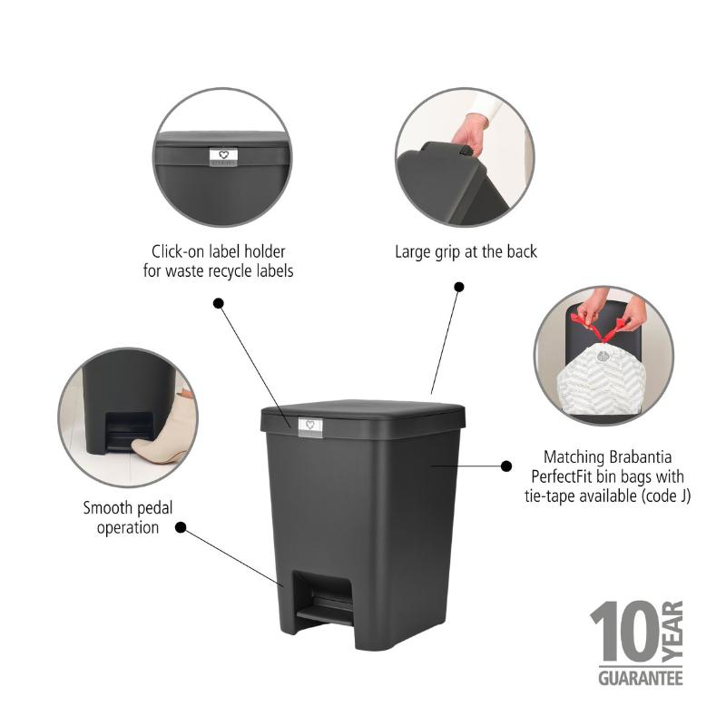 Brabantia step-up pedal bin 25l - dark grey, , medium-null