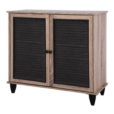 Shoe cabinet with 2 doors oak/black, , medium