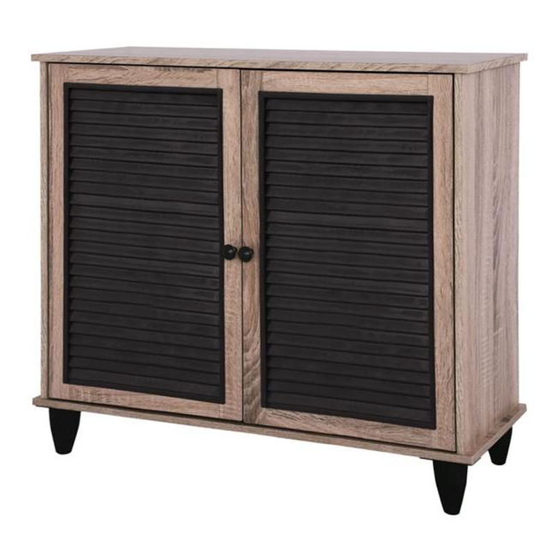 Shoe cabinet with 2 doors oak/black, , medium-null