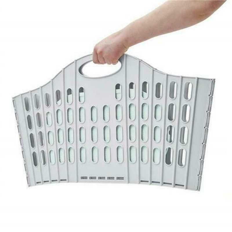 Flat folding laundry basket grey&green, , medium-null