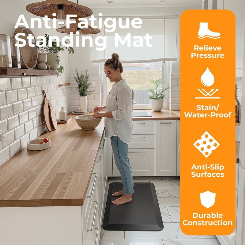 Lumivida ergonomic standing mat anti-fatigue shock absorbion, anti-slip, trip-resistant, waterproof stm02-5, , medium-null