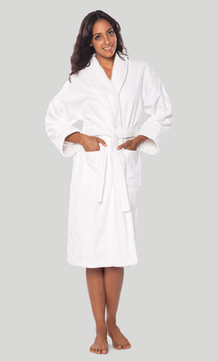Thick cotton luxury bathrobe white (420gsm), , medium