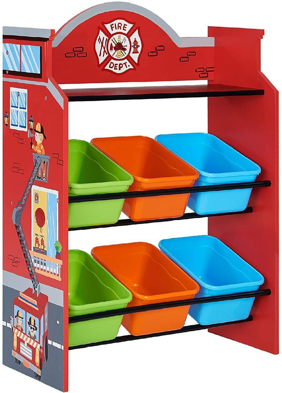 Teamson usa td-13211a little firefighter fantasy fields toy organizer with storage bins, , medium-null