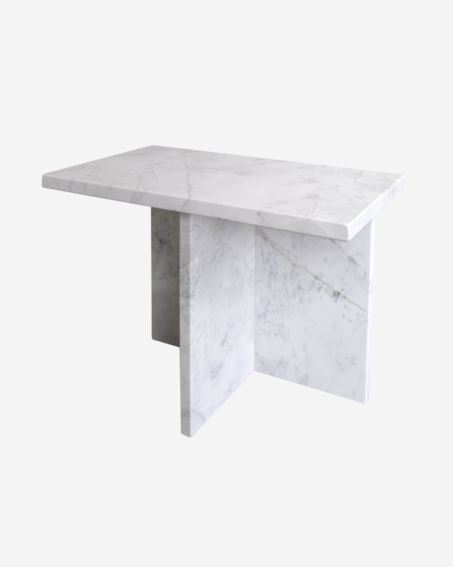 Side marble table / &tau; shape / white glossy, , medium-null