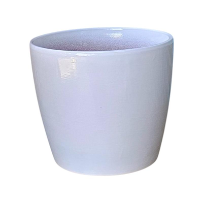 Γυαλιστη κεραμικη γλαστρα 10x10x9cm - ασπρο, , medium