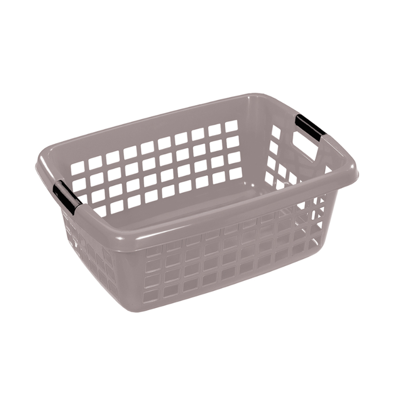 Plastic perforated clothes basket 70l taupe-null