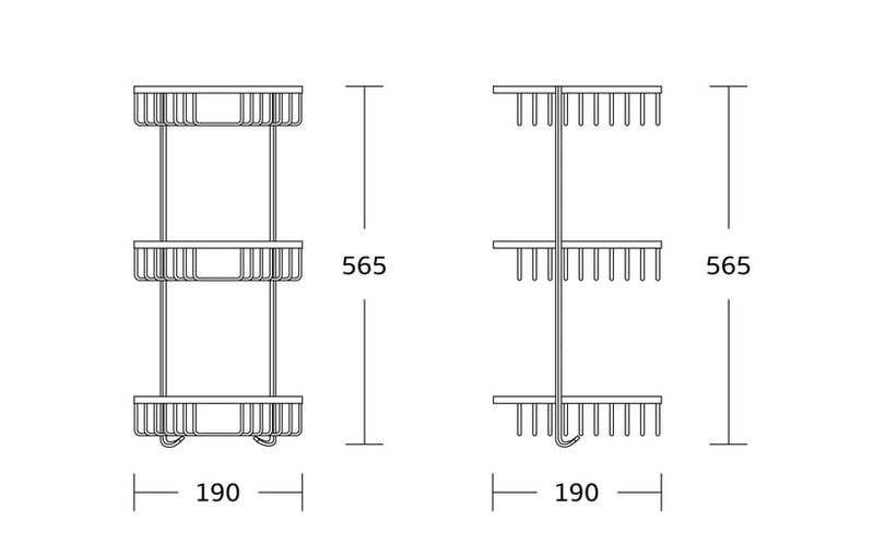 Triple corner basket 190x190x565mm, , medium-null