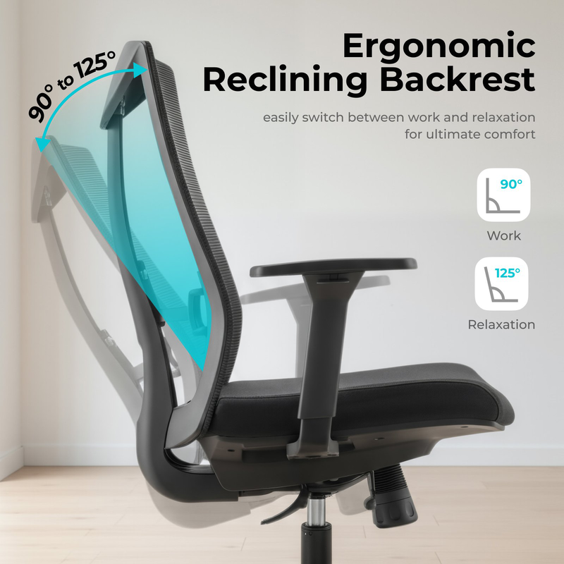 Lumivida office chair ergonomic mesh lumbar support adjustable seat/armrest black ch05-7, , medium-null