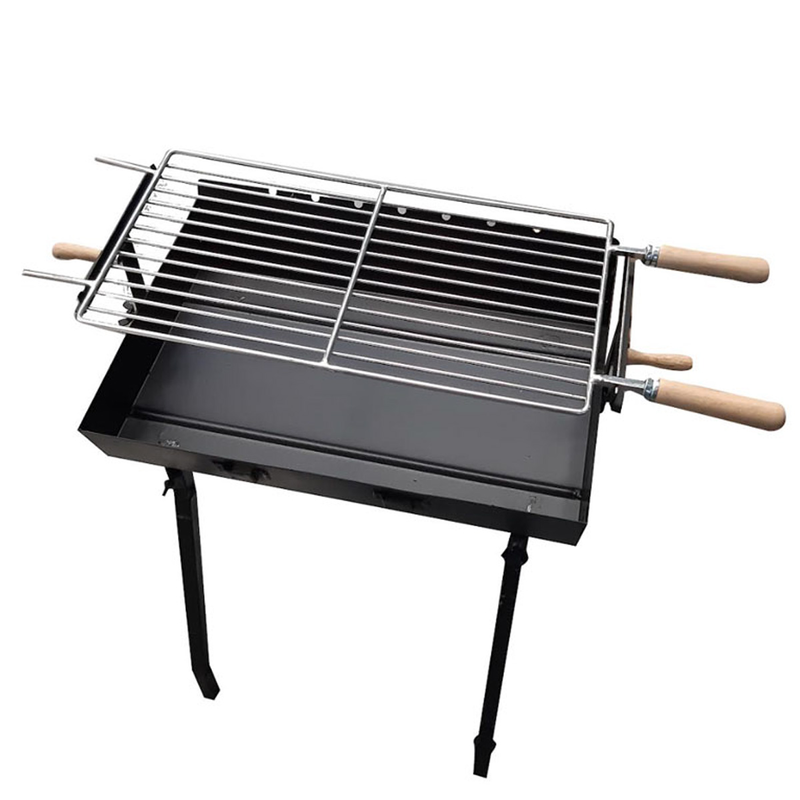 Charcoal bbq set 50x36cm with grid black/blue, , medium-null