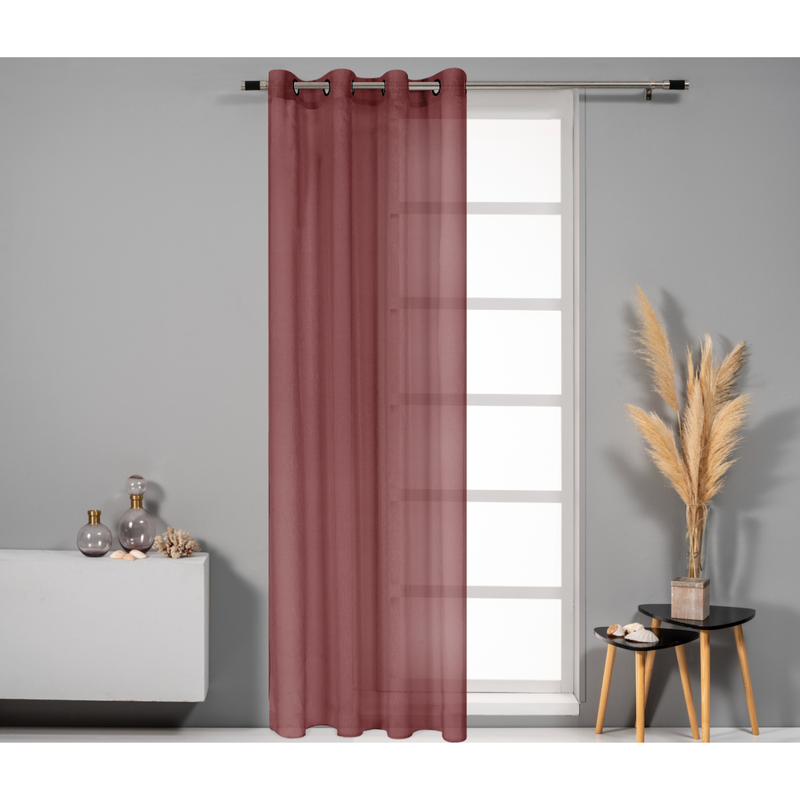 Easyhome curtain nat with ring 140x260cm - dark pink, , medium-null