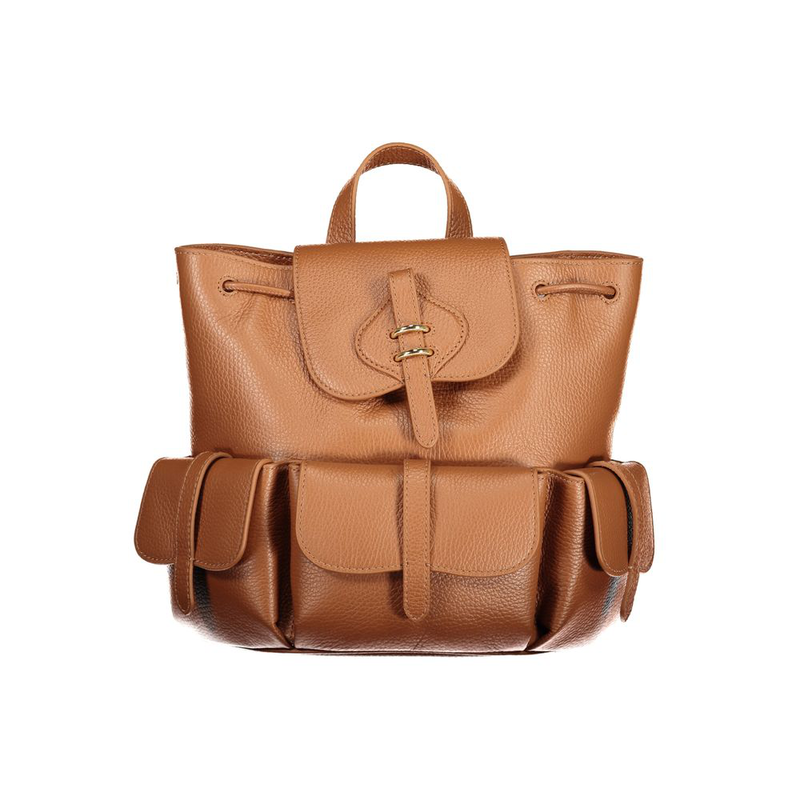Brown leather backpack-null