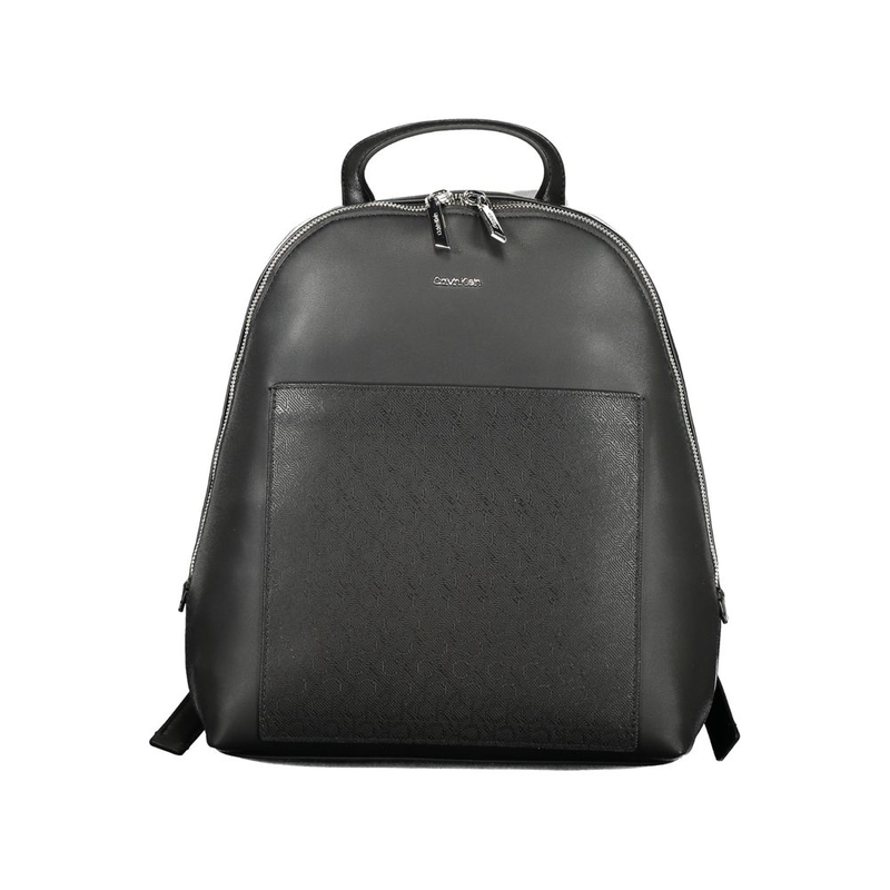 Black polyester women's backpack-null