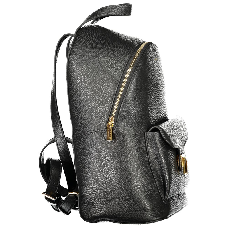 Black leather women backpack-null