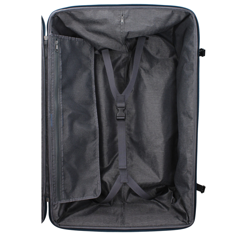 Blue fabric luggage and travel-null