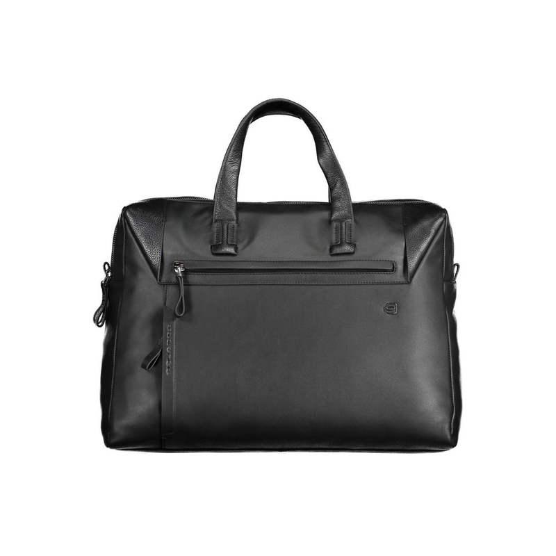 Black leather men's briefcase-null