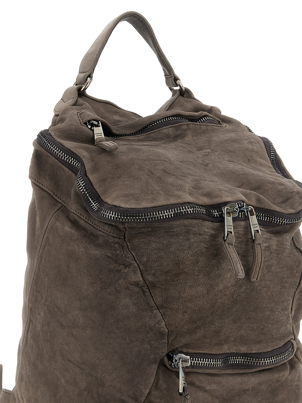 Brown lamb leather backpack-null