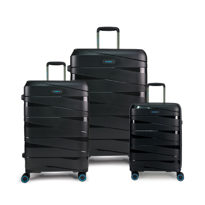 Bg berlin - ted set of 3 luggages (4 wheel) 55cm/20in, 66cm/24in, 76cm/28in suitcases, black, Black, medium