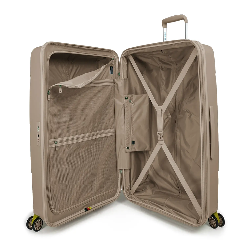 Bg berlin - zip&sup2; xlarge size (4 wheel), double security zipper, 80cm/30in luggage / suitcase, beige-null